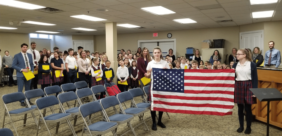 Assembly with flag