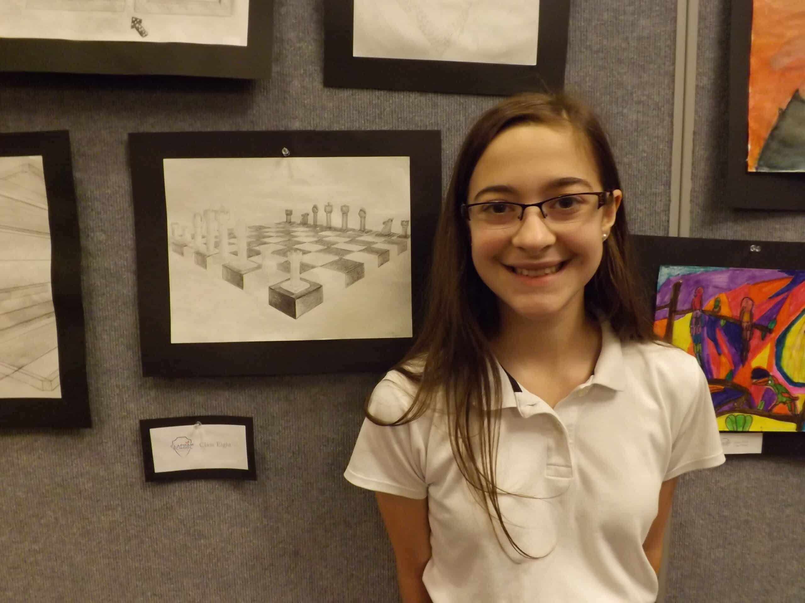 Laura Egan pictured with her 2012 Fine Arts Day contribution