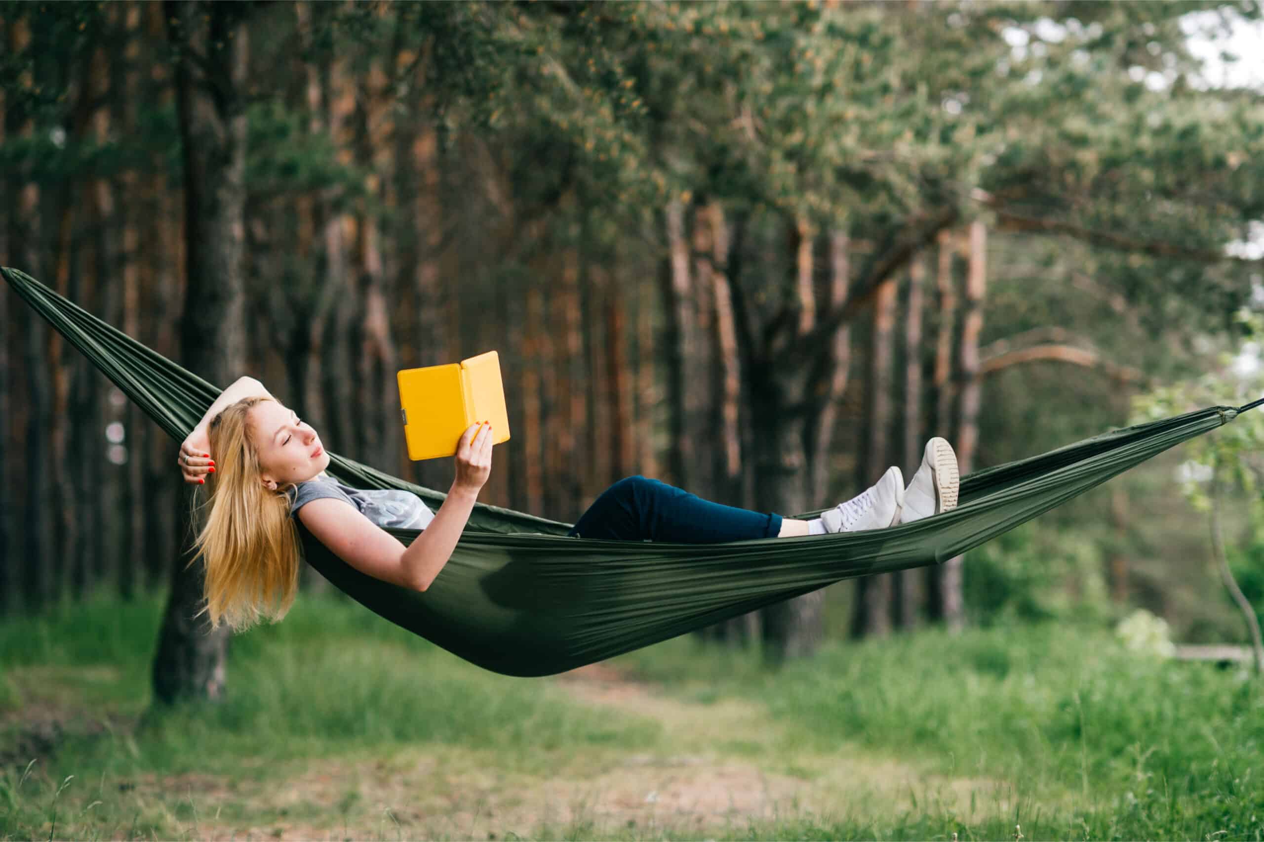 Reading in a Hammock in the Backyard